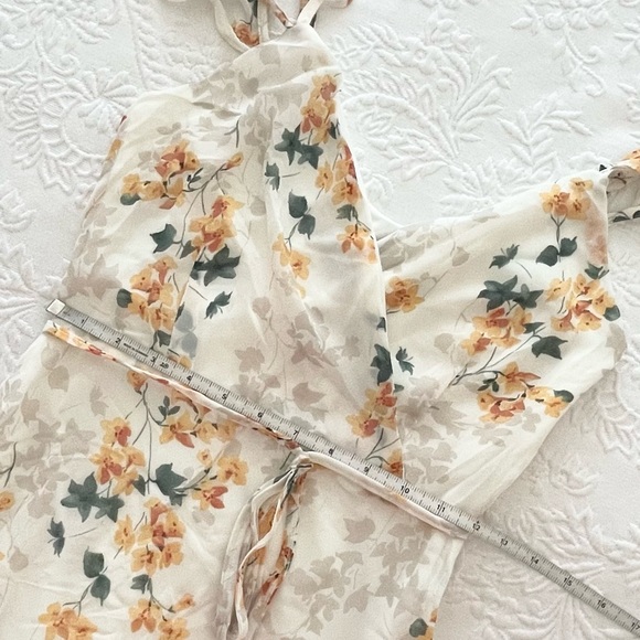 NWOT Lulus Shadow Blooms Cream Floral Print Ruffled Maxi Dress XS Small - Picture 11 of 16